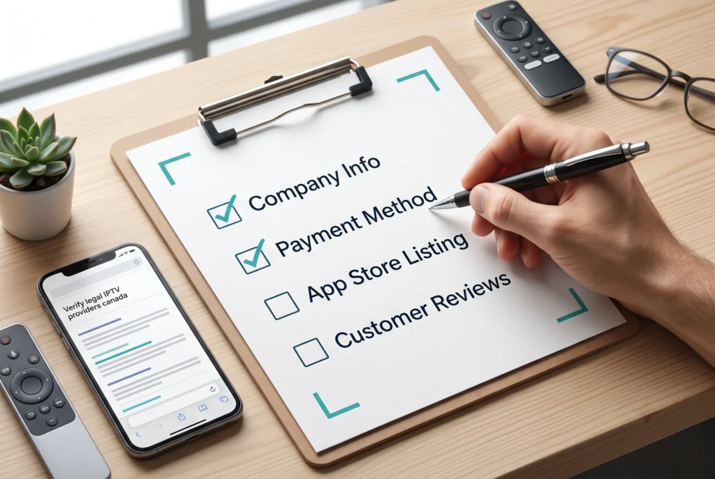 Checklist for verifying whether an IPTV provider is legally licensed in Canada