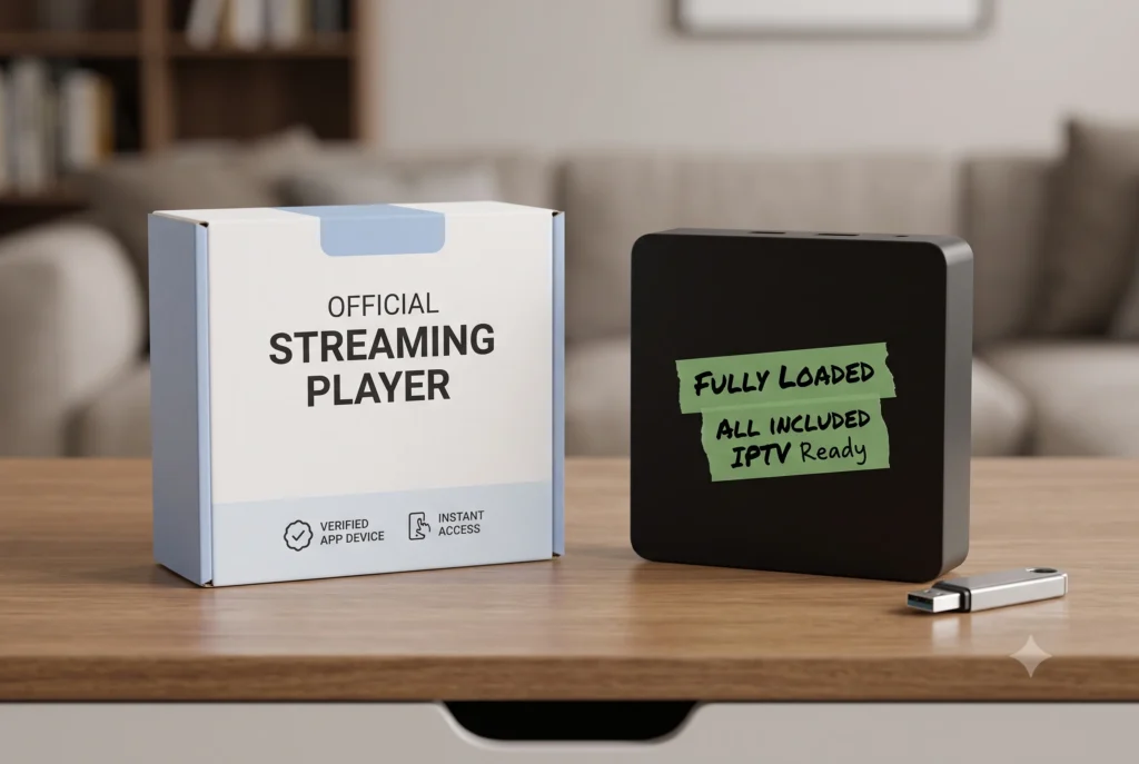 Comparison of an official streaming device versus an unbranded pre-loaded IPTV box