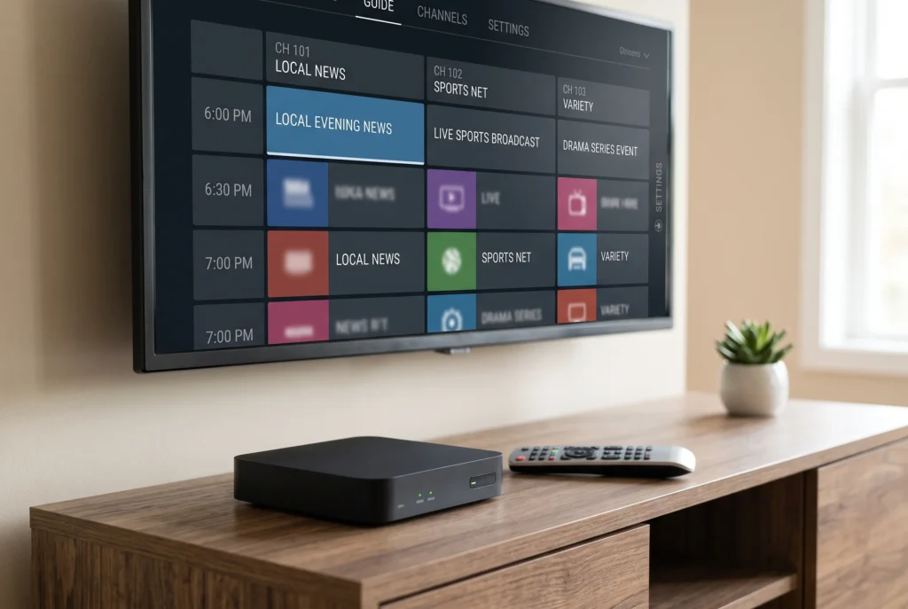 Set-top box and remote control set up for a licensed IPTV television service
